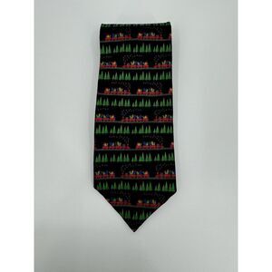 HALLMARK MMG HOLIDAY TRADITIONS Silk Tie Christmas Santa‎ Train Tracks Presents